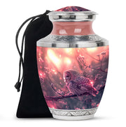 Pink Owl Cremation Urn - Beautiful Funeral Urn For Burial