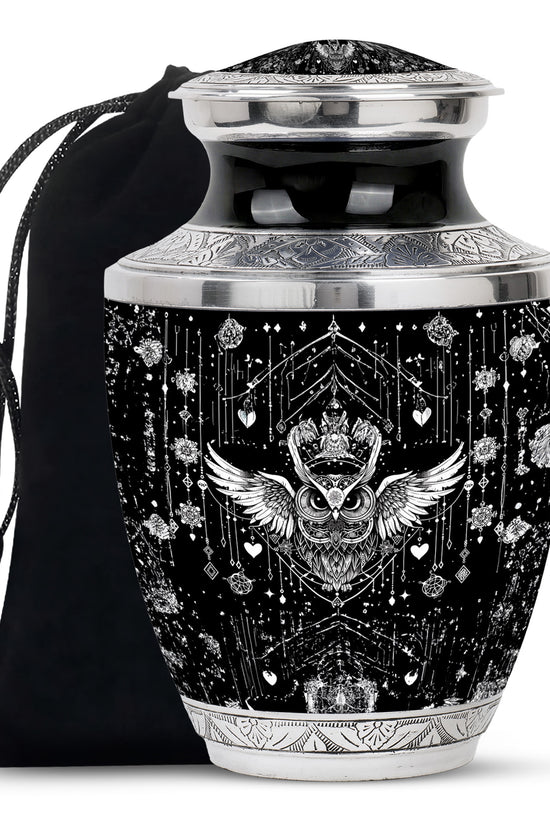 Spiritual Owl Memorial Urn - Large Decorative Cremation Urn For Ashes