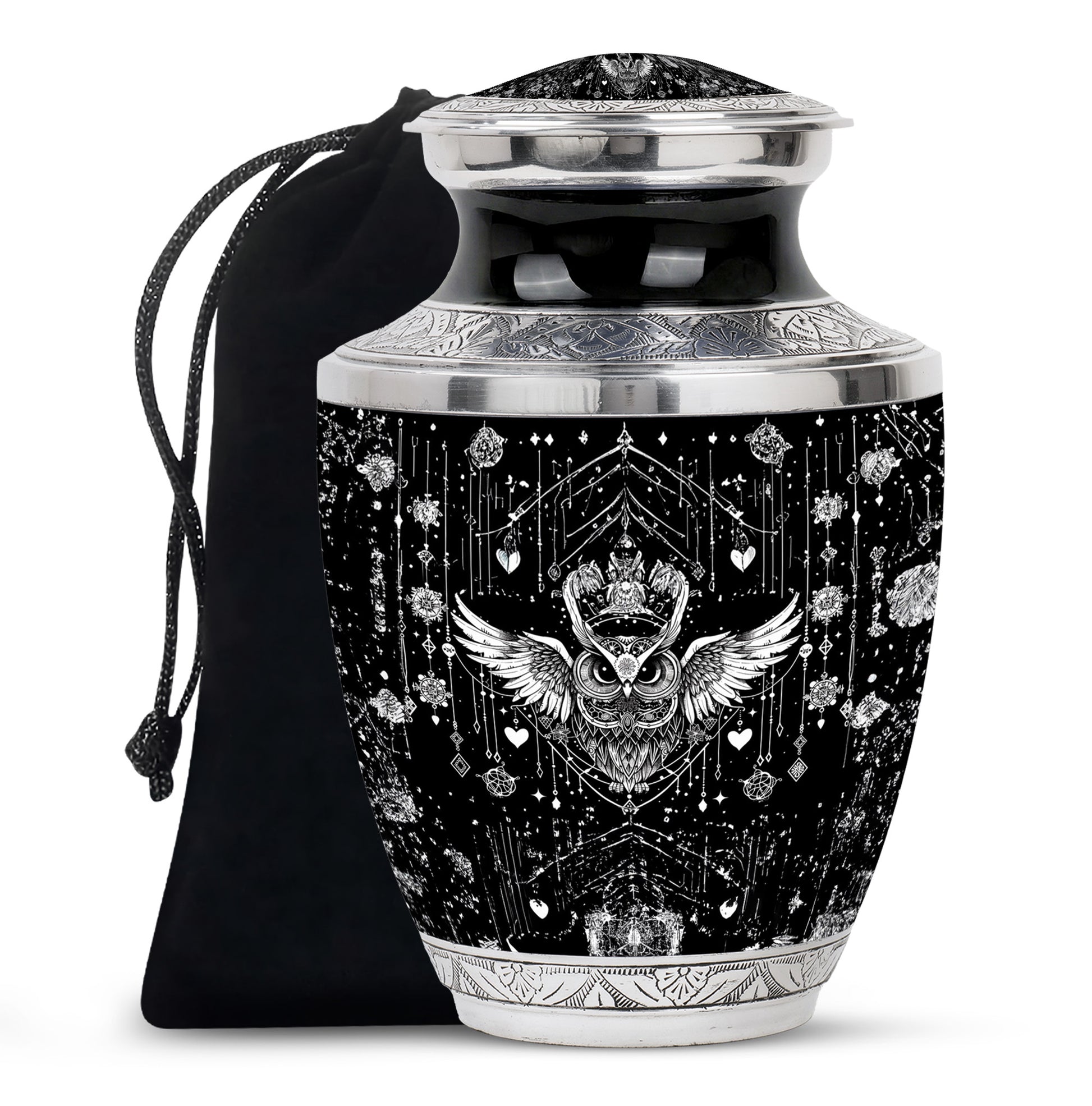Spiritual Owl Memorial Urn - Large Decorative Cremation Urn For Ashes