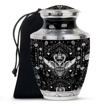 Spiritual Owl Memorial Urn - Large Decorative Cremation Urn For Ashes