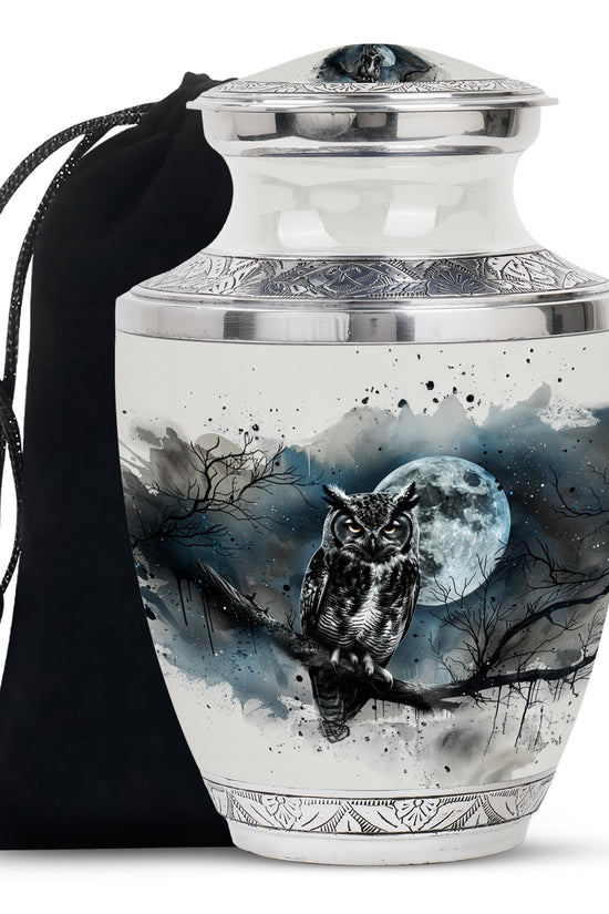 Moonlight Theme Funeral Urn - White colour Aluminium Memorial Urn For Ashes