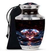 Glowing Diamond Memorial Urn - Black Aluminium Funeral For Ashes