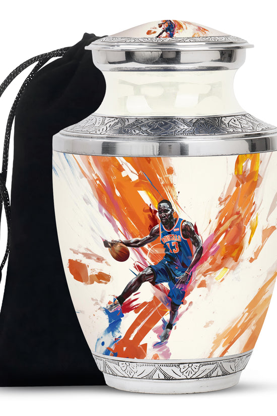 Basketball Player Theme Funeral Urn - Large Aluminum Urn For Male & Female