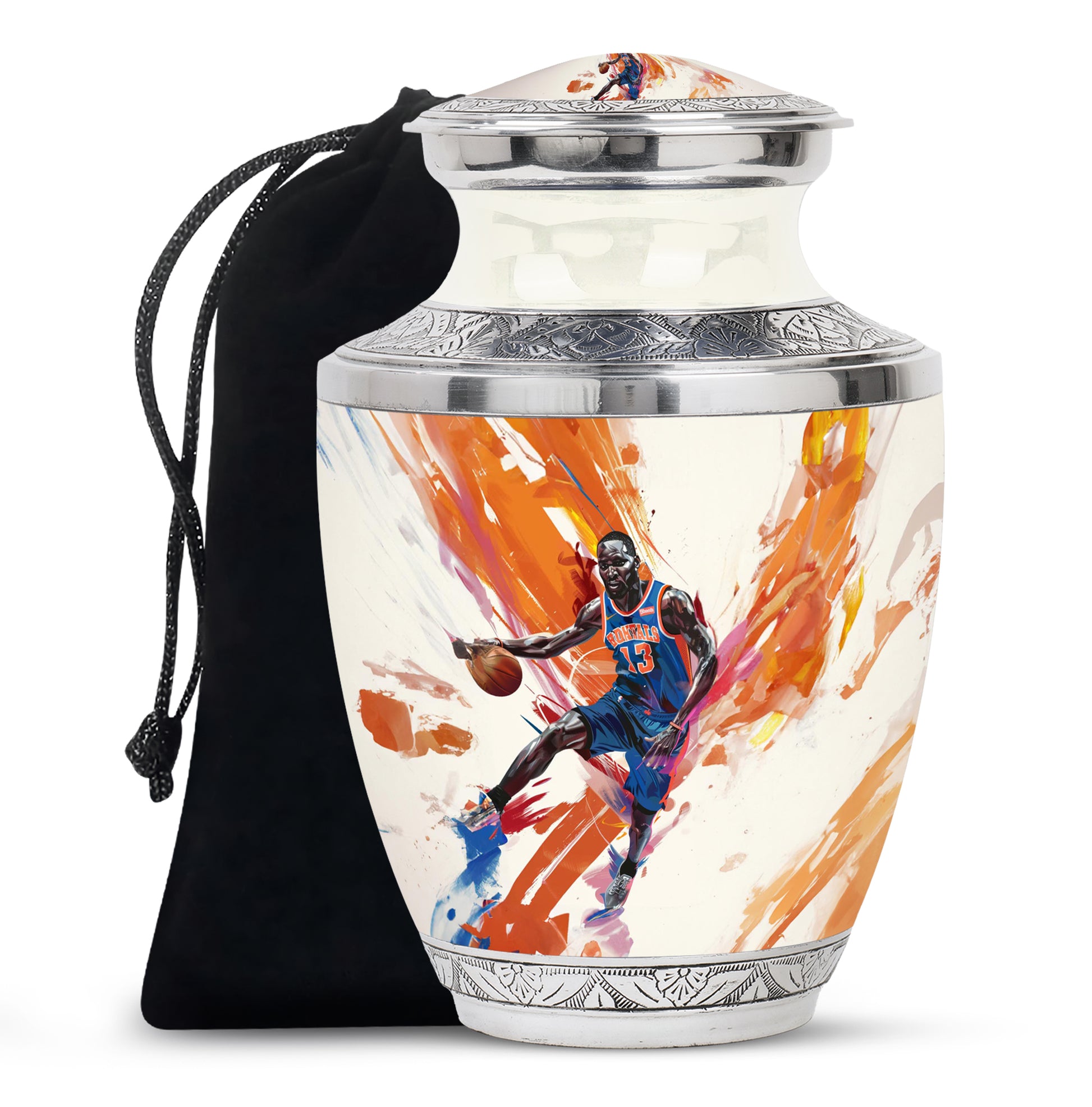 Basketball Player Theme Funeral Urn - Large Aluminum Urn For Male & Female