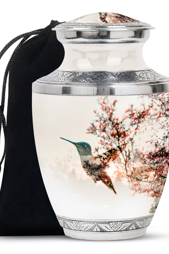 Nature Hummingbird Memorial Urn - Large Beautiful Funeral Urn For Female