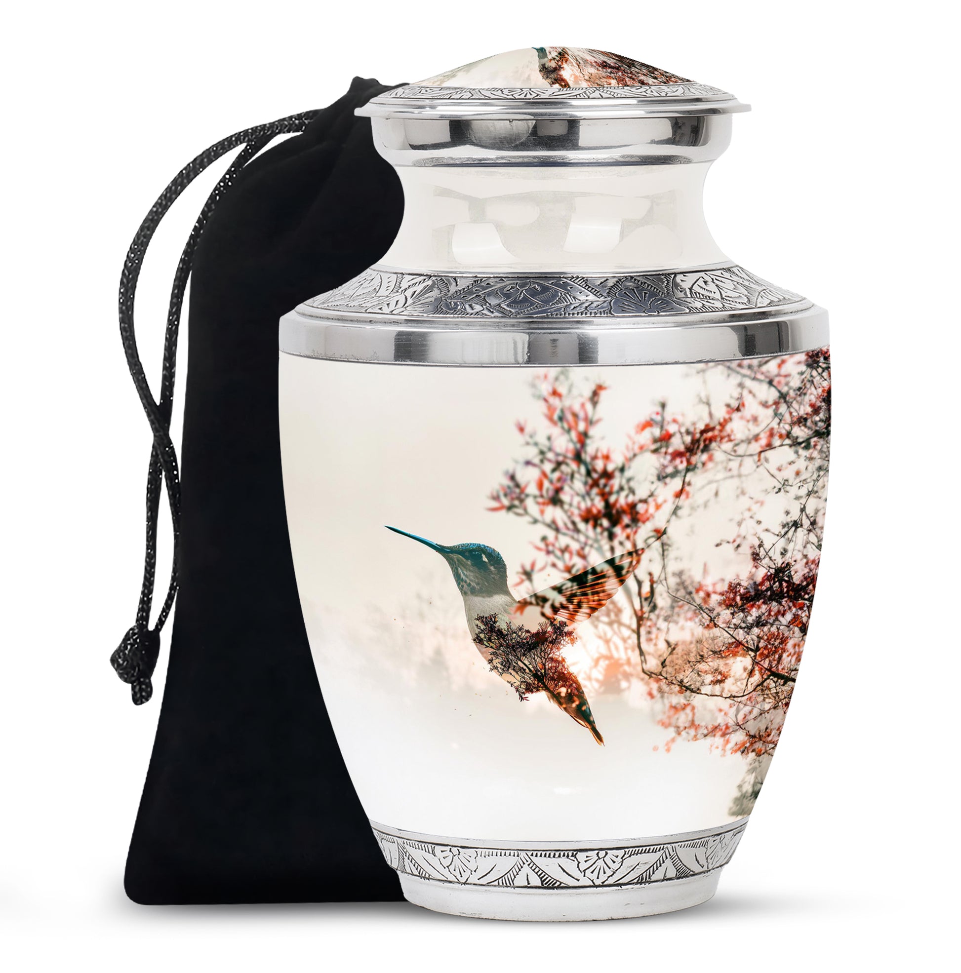 Nature Hummingbird Memorial Urn - Large Beautiful Funeral Urn For Female