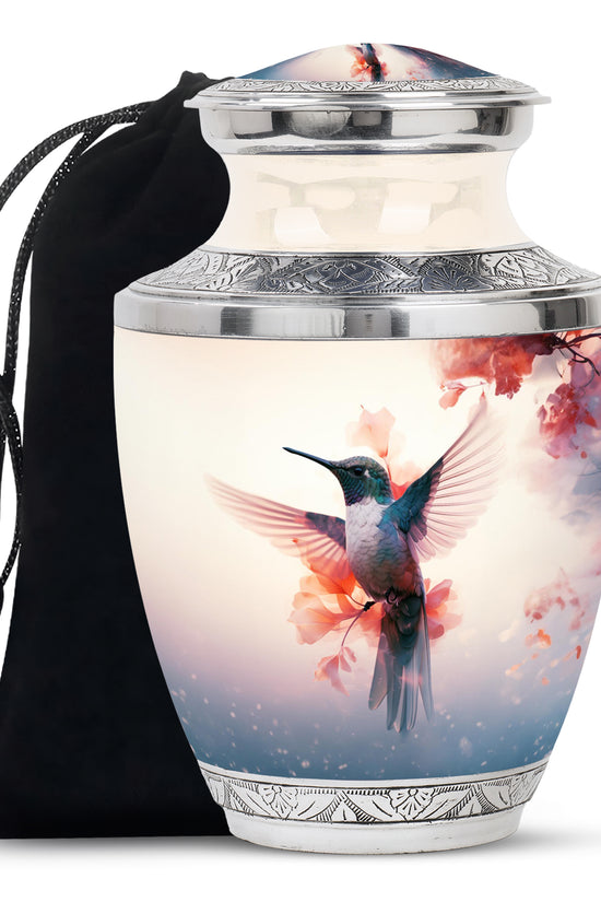Beautiful Hummingbird Theme Cremation Urn - Large Memorial Urn For Ashes