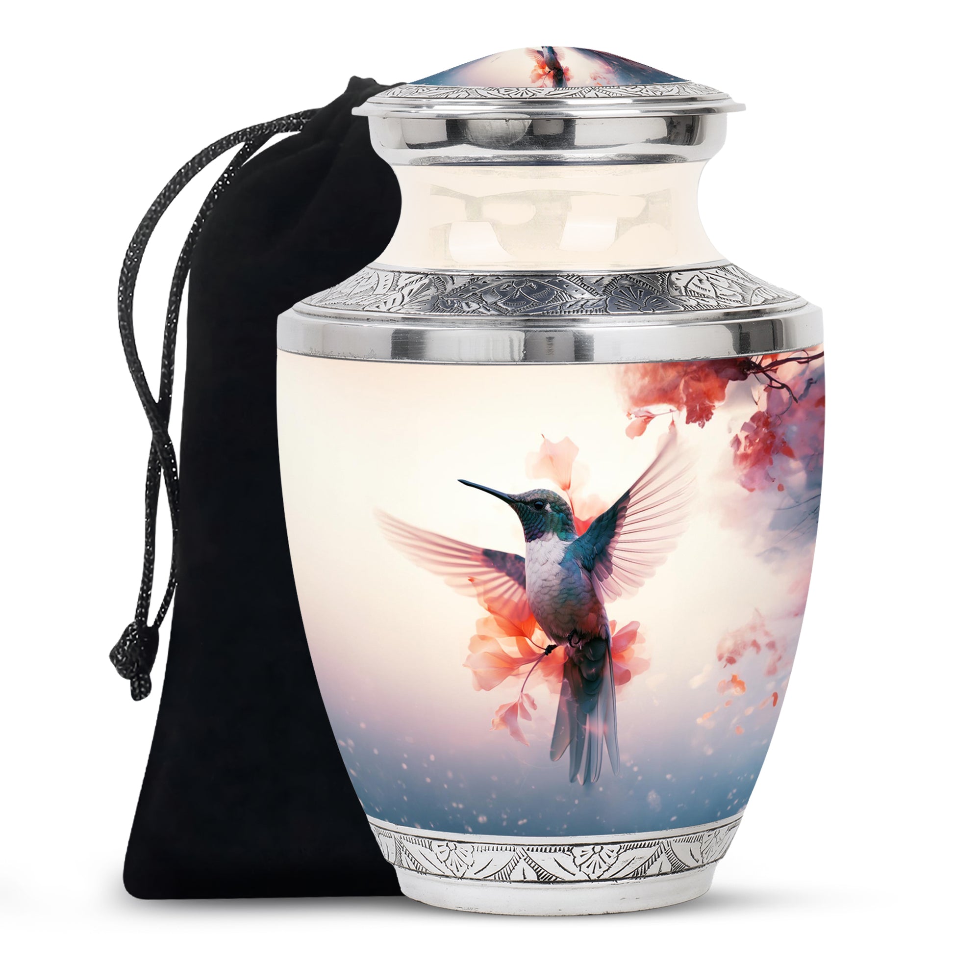 Beautiful Hummingbird Theme Cremation Urn - Large Memorial Urn For Ashes