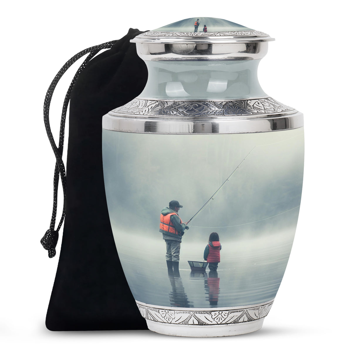 Fishing Theme Memorial Urn - Cremation Urn For Male & Female