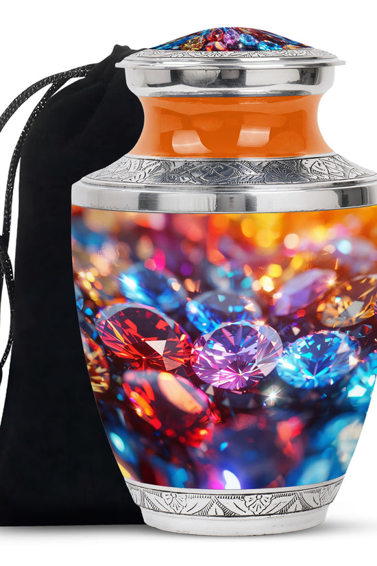 Diamond Theme Memorial Urn - Aluminium Funeral Urn For Adult Ashes