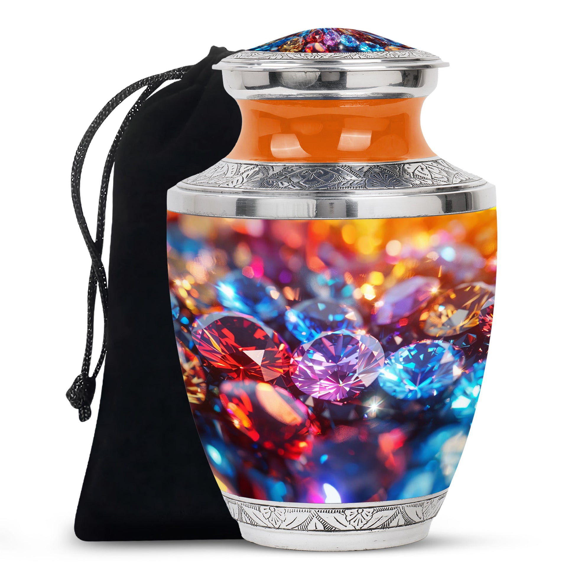 Diamond Theme Memorial Urn - Aluminium Funeral Urn For Adult Ashes