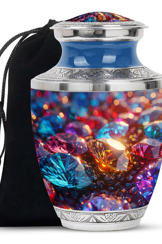 Colorful Diamond Memorial Urn - Luxury Memorial Urn For Human Ashes