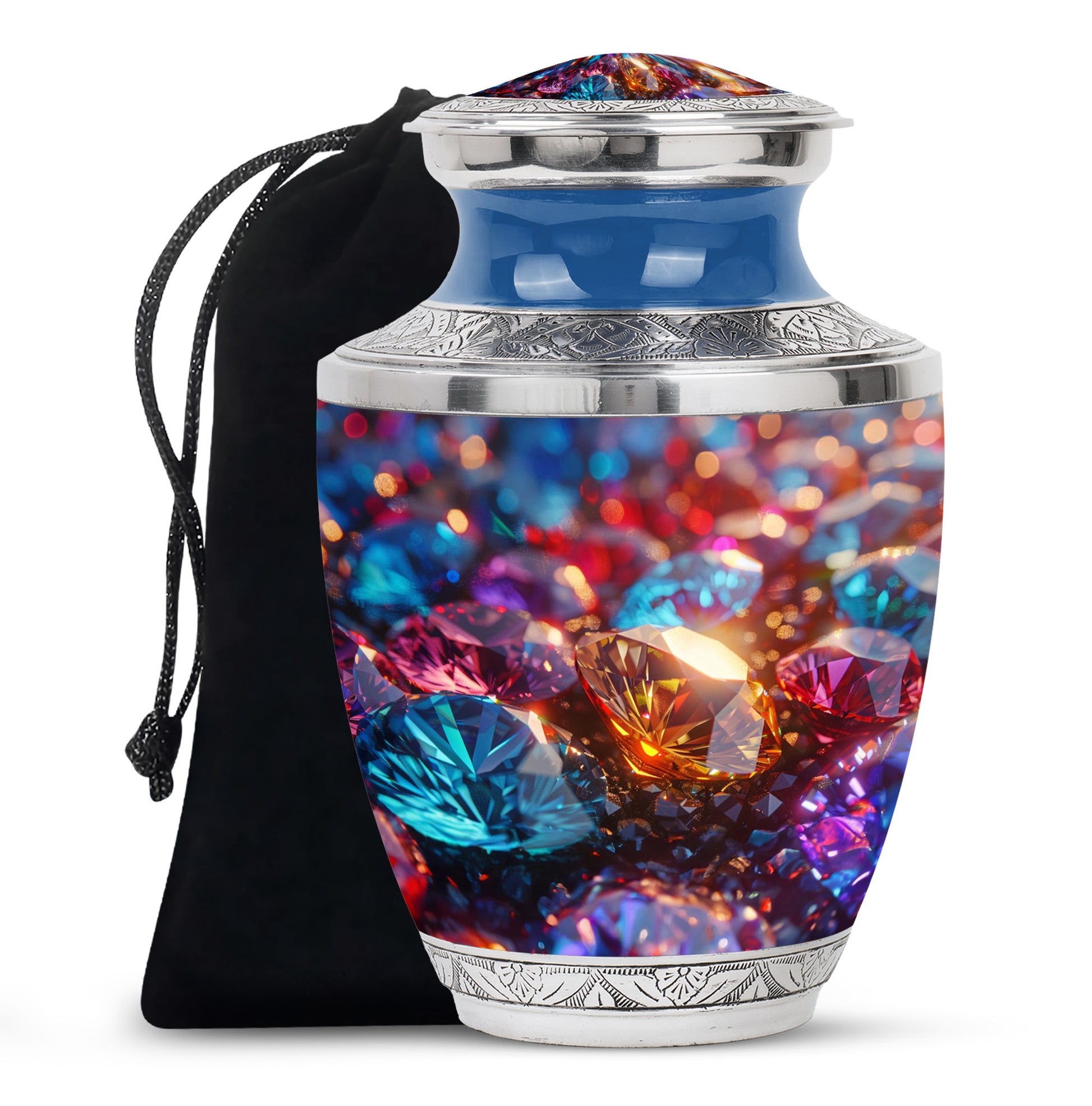 Colorful Diamond Memorial Urn - Luxury Memorial Urn For Human Ashes