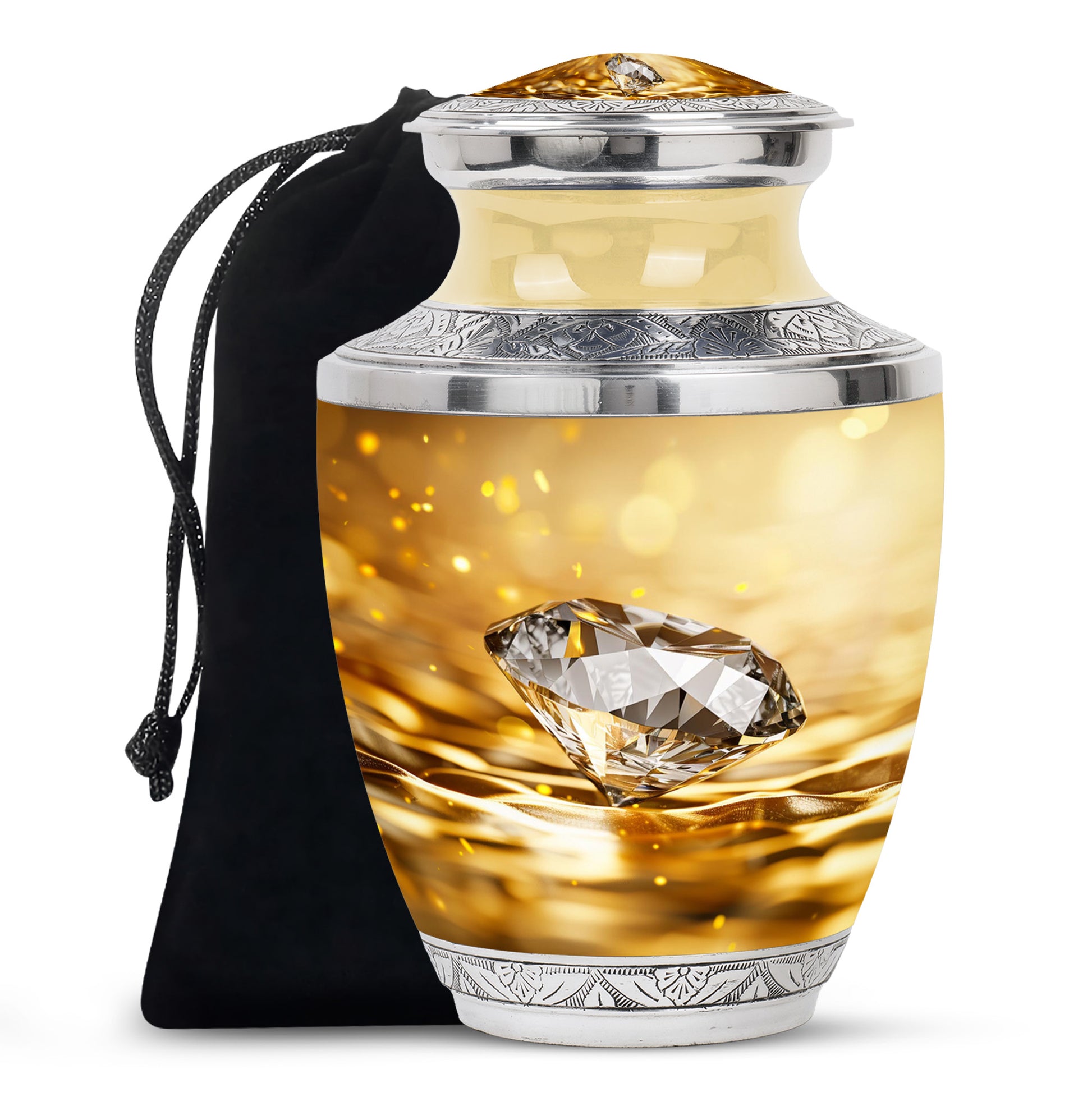 Elegant Diamond Funeral Urn - Premium Cremation Urn For Adult Ashes
