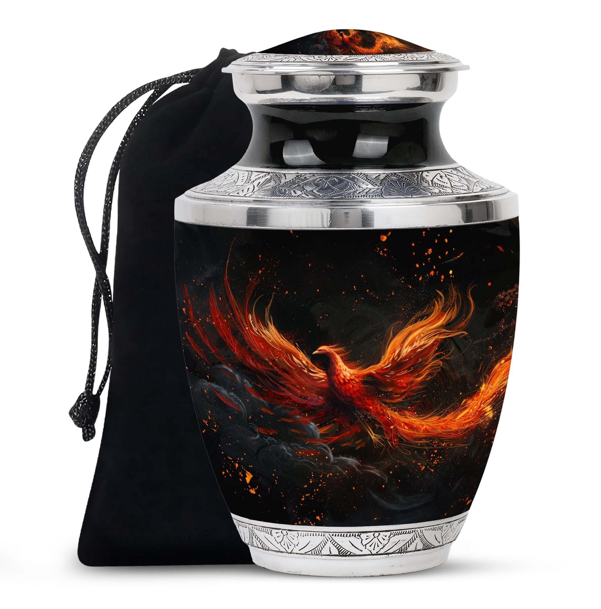 Fire Bird Cremation Urn - Decorative Funeral Urn For Burial