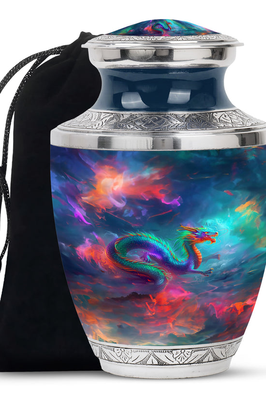 Golden Fire Dragon Funeral Urn For Ashes - Luxury Burial Urn For Loved Ones
