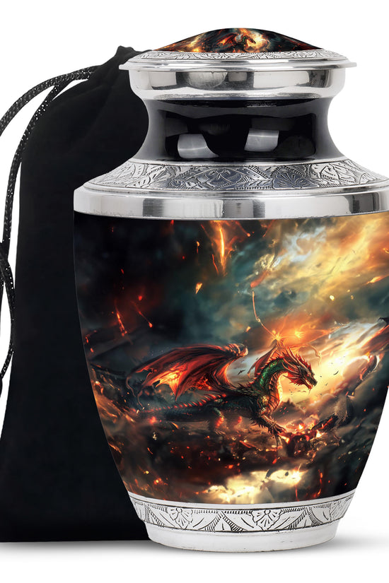 Dragon Fire Memorial Urn - Decorative Cremation Urn For Adult Ashes