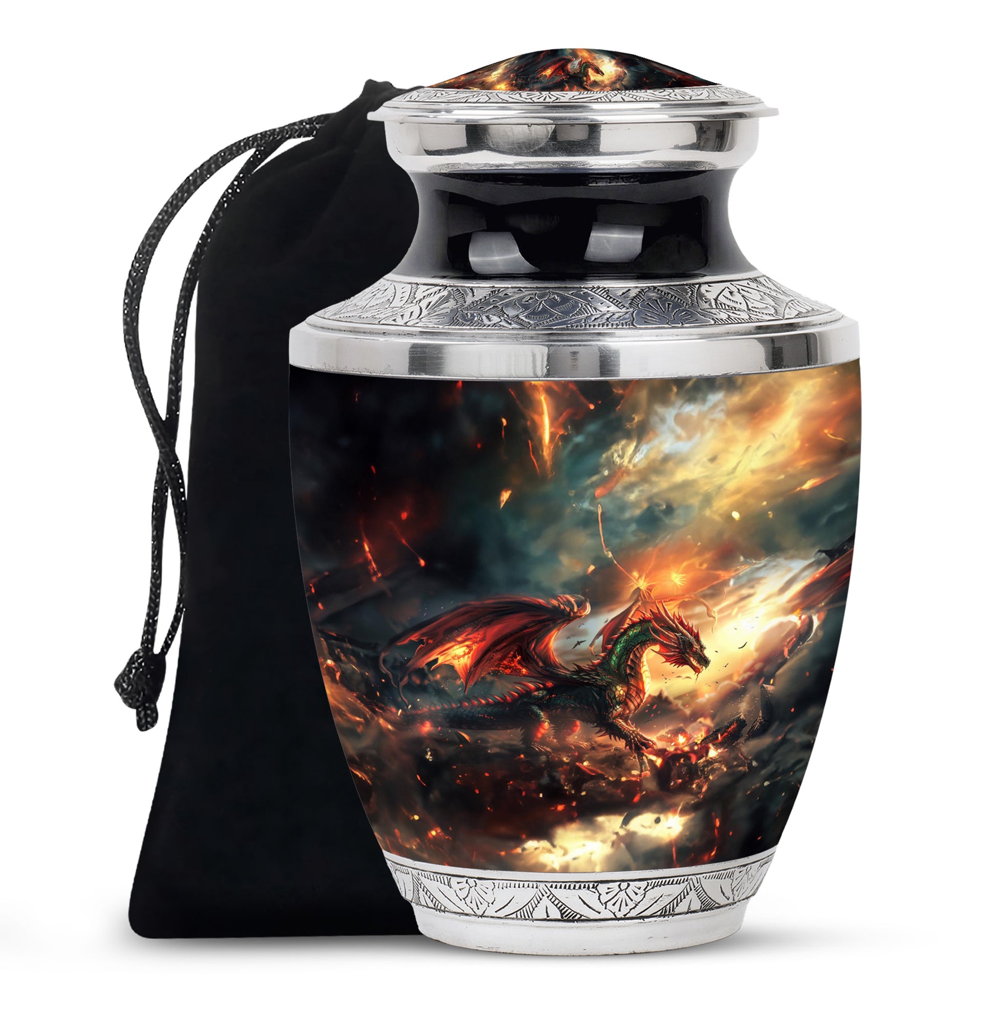 Dragon Fire Memorial Urn - Decorative Cremation Urn For Adult Ashes