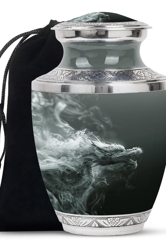 Dragon Power Memorial Urn For Human Ashes - Artistic Aluminium Funeral Urn