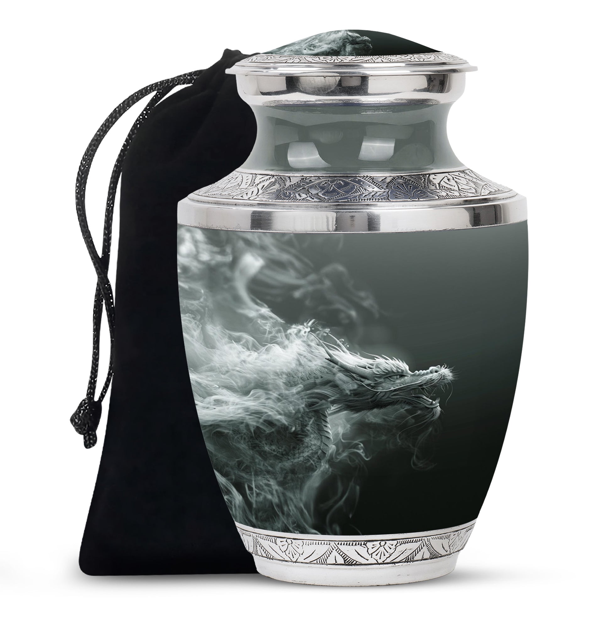 Dragon Power Memorial Urn For Human Ashes - Artistic Aluminium Funeral Urn