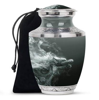 Dragon Power Memorial Urn For Human Ashes - Artistic Aluminium Funeral Urn