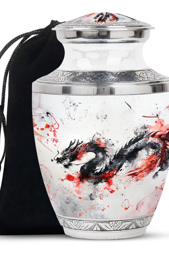 Artistic Funeral Cremation Urn - White Aluminium Urn For Adult Ashes