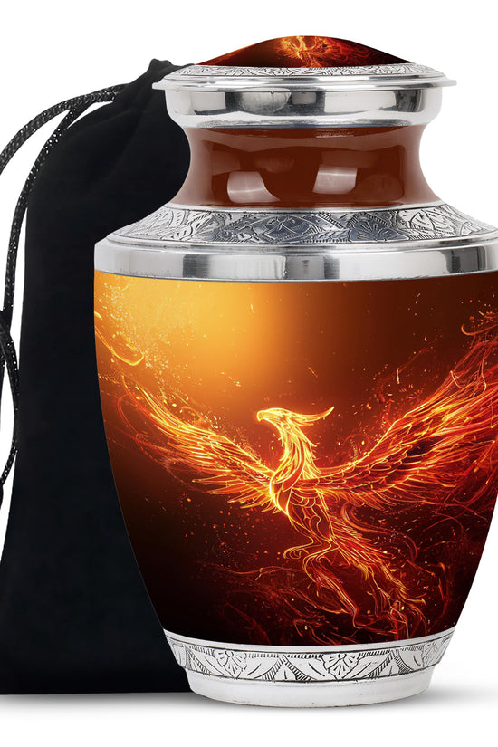 Golden Phoenix Cremation Urn - Fantasy Memorial Urn For Human Ashes