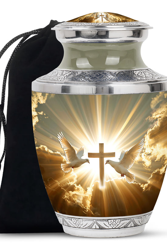 Christian Theme Cremation Urn - Dove Memorial Urn For Human Ashes