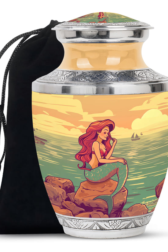 Beach Mermaid Memorial Urn - Artistic Memorial Urn For Loved Ones