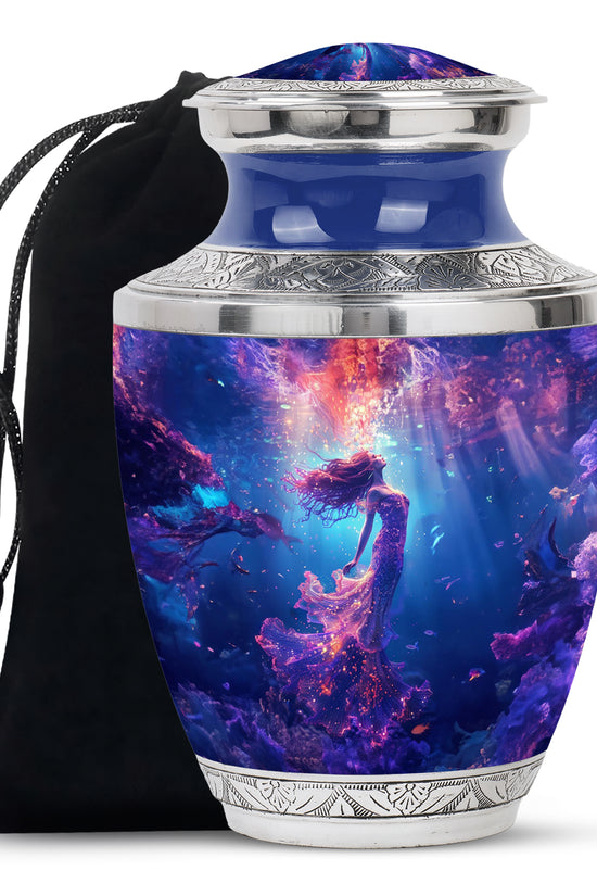 Mystic Mermaid Cremation Urn - Deep Ocean Theme Memorial Urn For Human Ashes