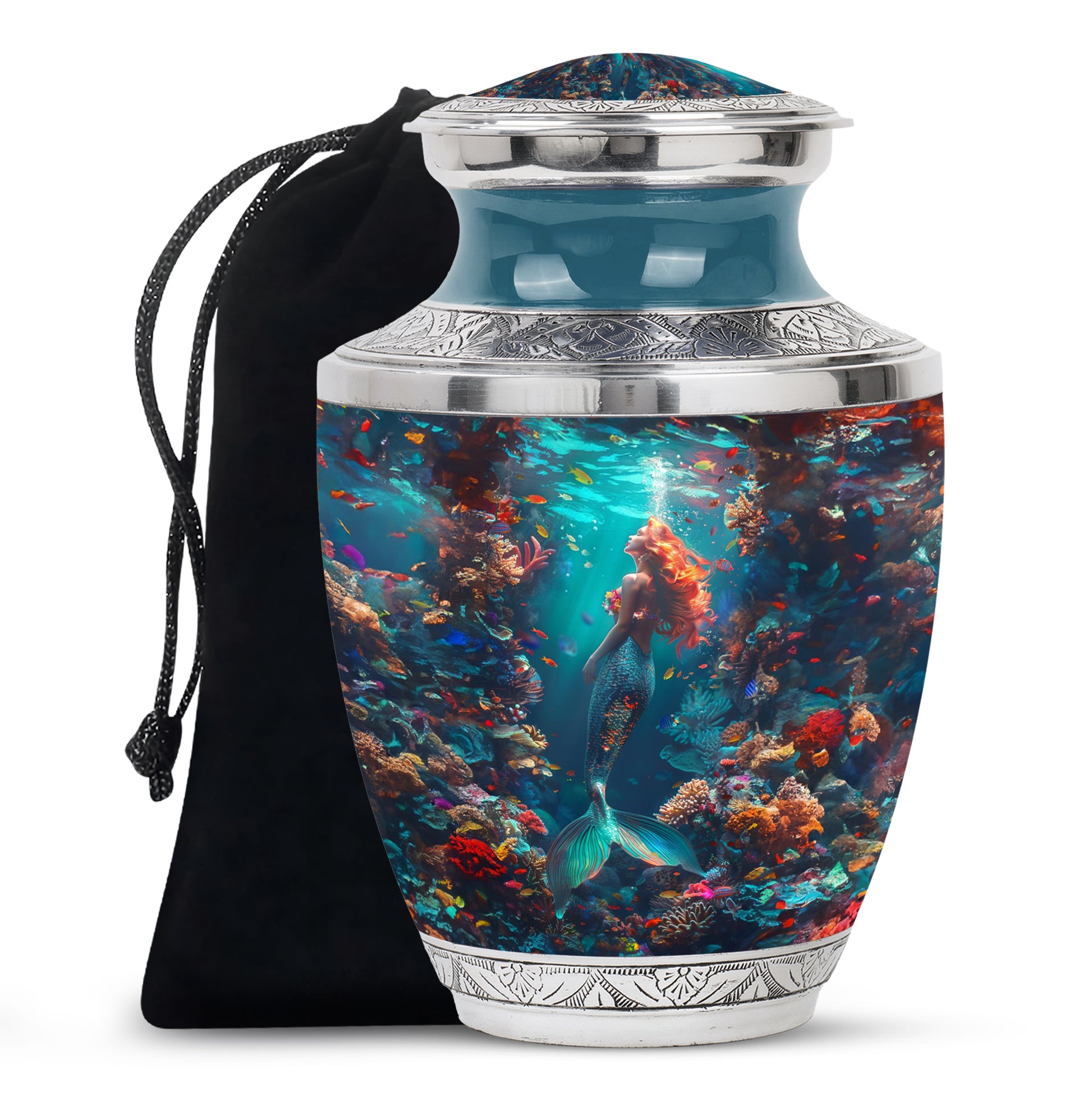 Tropical Ocean Mermaid Ashes Urn - Artistic Memorial Urn For Loved Ones