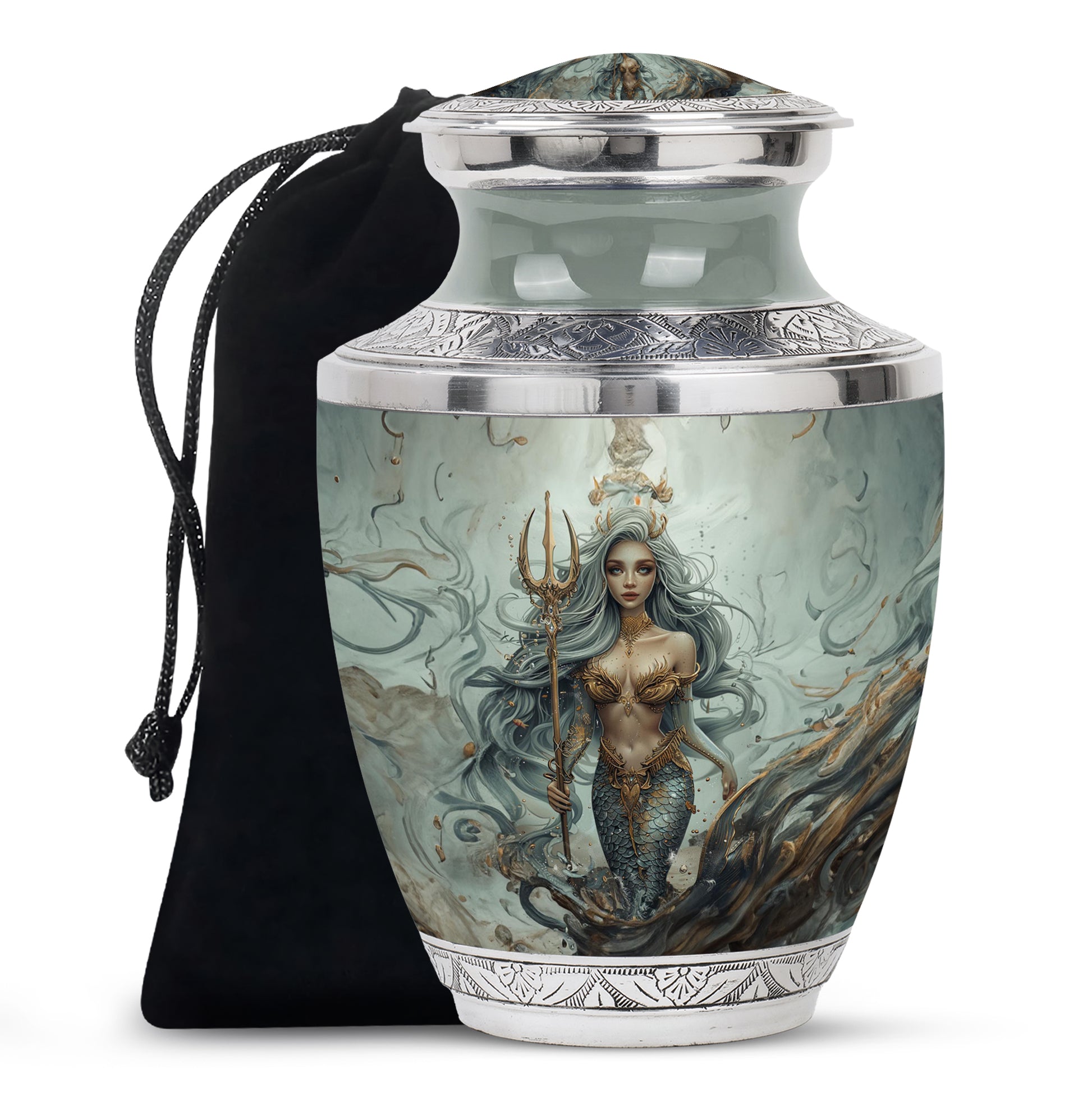 Beautiful Mermaid Theme Cremation Urn - Sea Theme Funeral Urn For Female