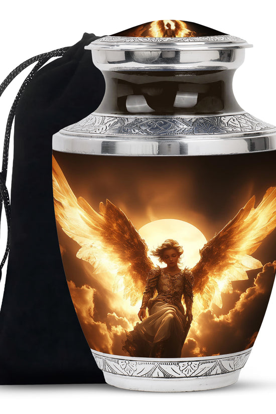 Goddess Angel Funeral Urn - Golden Sunlight Memorial Urn For Human Ashes