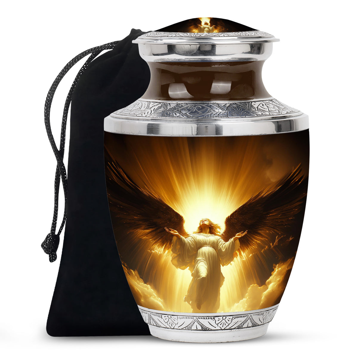 Spiritual Angel Funeral Urn - Golden Heaven Cremation Urn For Ashes