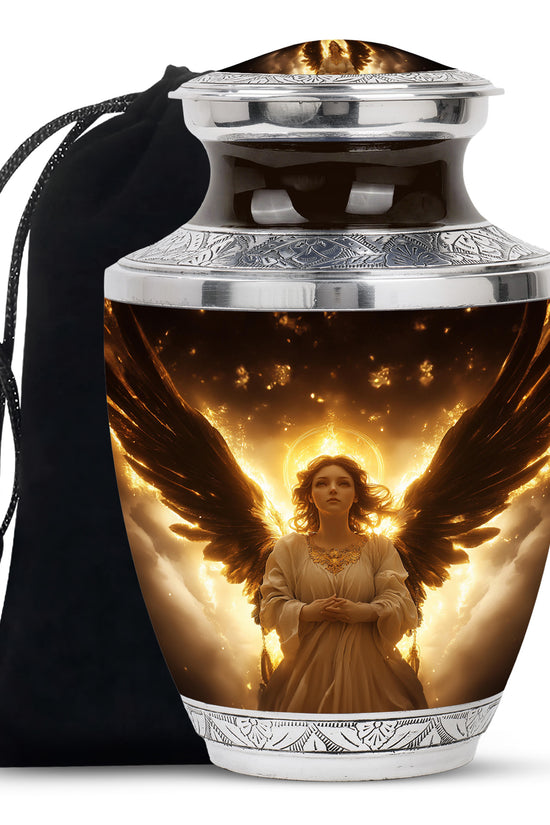 Halo Angel Memorial Urn - Golden Light Funeral Urn For Adult Ashes