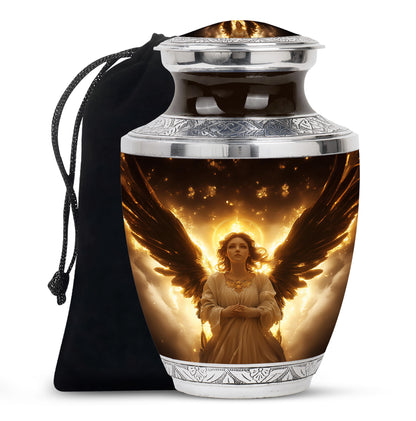 Halo Angel Memorial Urn - Golden Light Funeral Urn For Adult Ashes