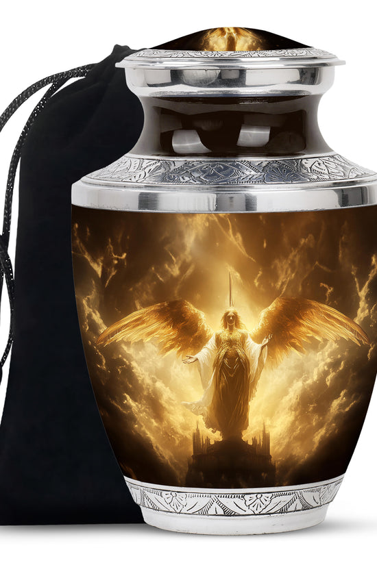 Royal Golden Angel Memorial Urn - Guardian Angel Cremation Urn For Ashes