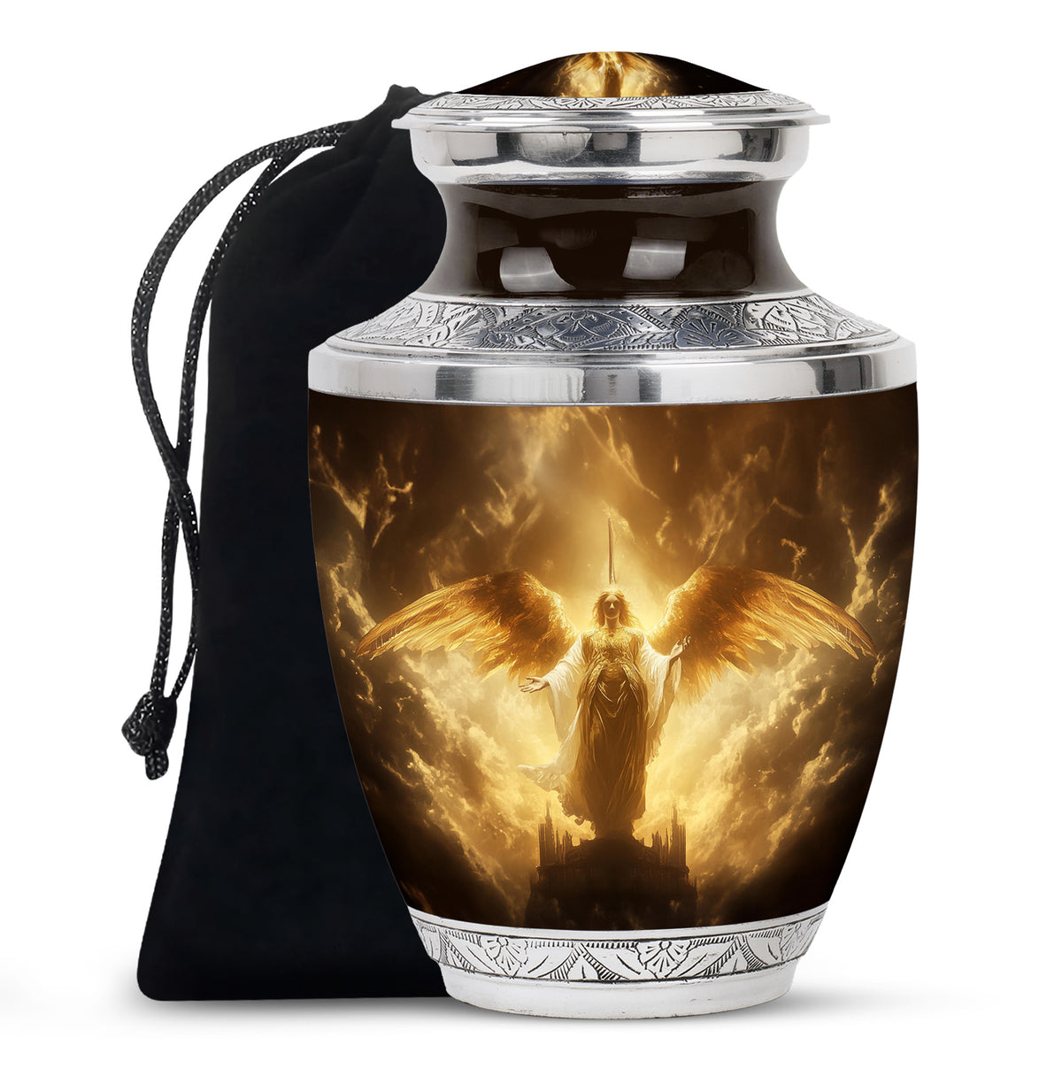 Royal Golden Angel Memorial Urn - Guardian Angel Cremation Urn For Ashes