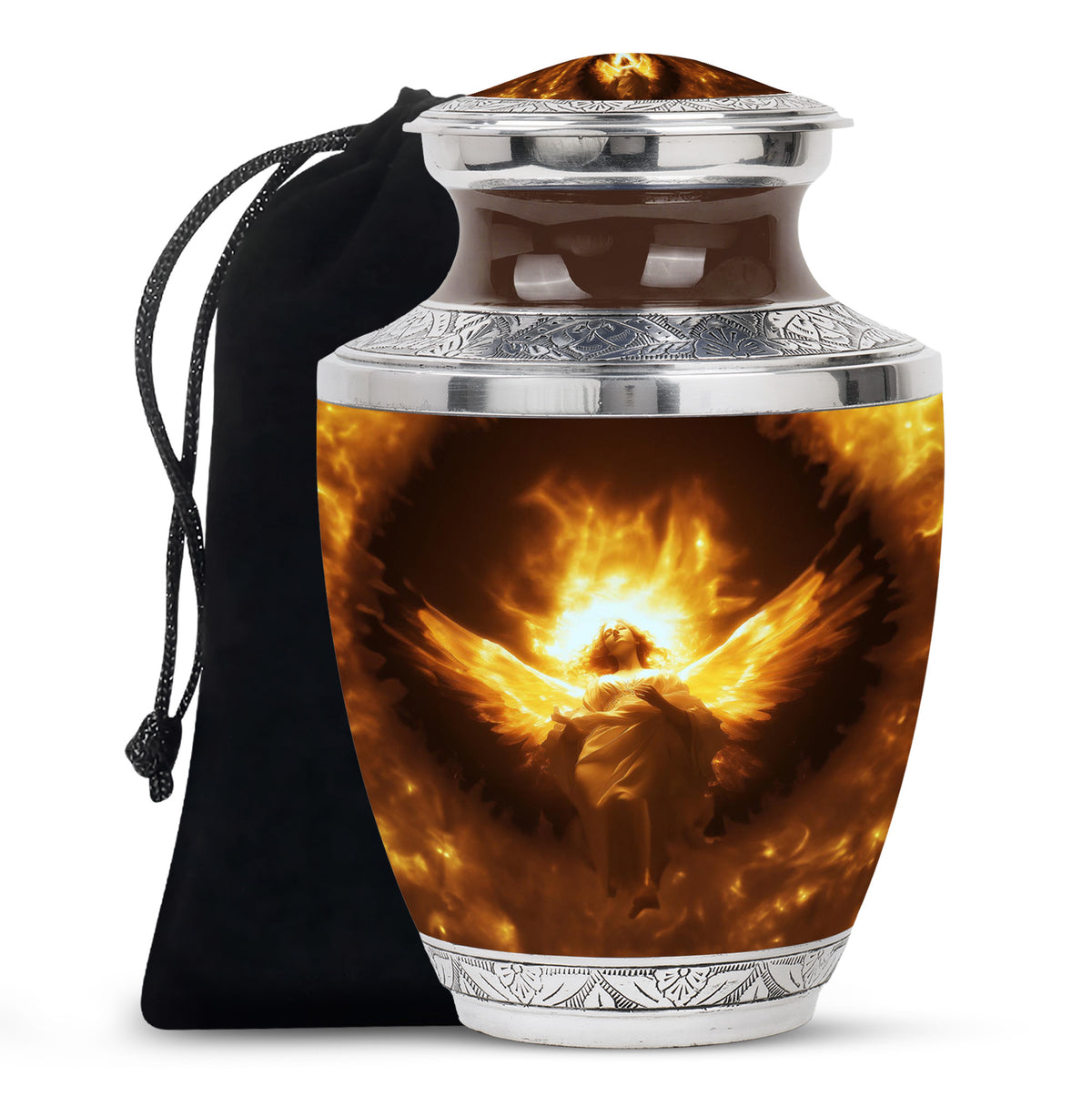 Divine Fire Wings Angel Urn - Glowing Heaven Light Memorial For Loved Ones