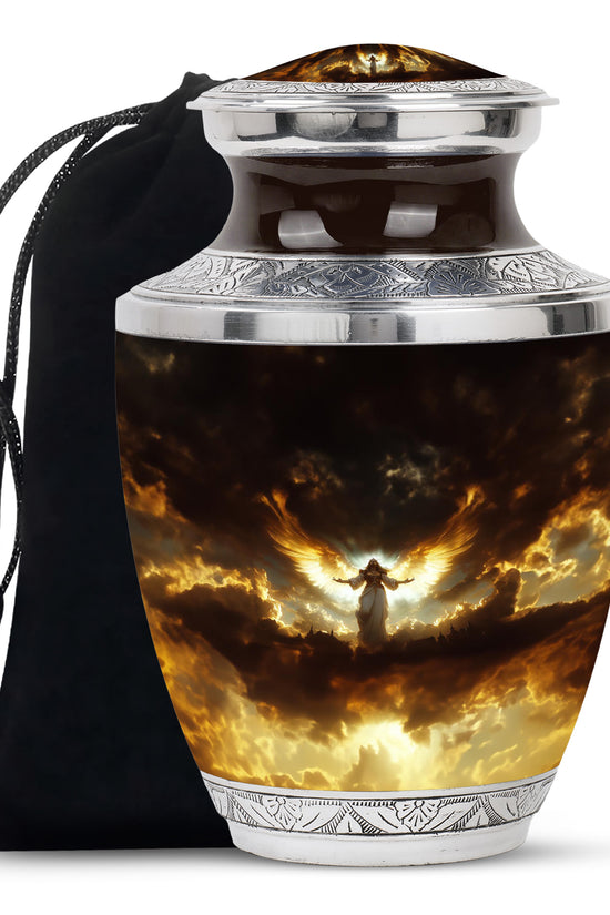 Guardian Angel Cremation Urn - Heavenly Glow Funeral Urn For Burial