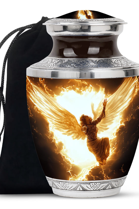 Elegant Angel Memorial Urn - Golden Lightning Funeral For Loved Ones