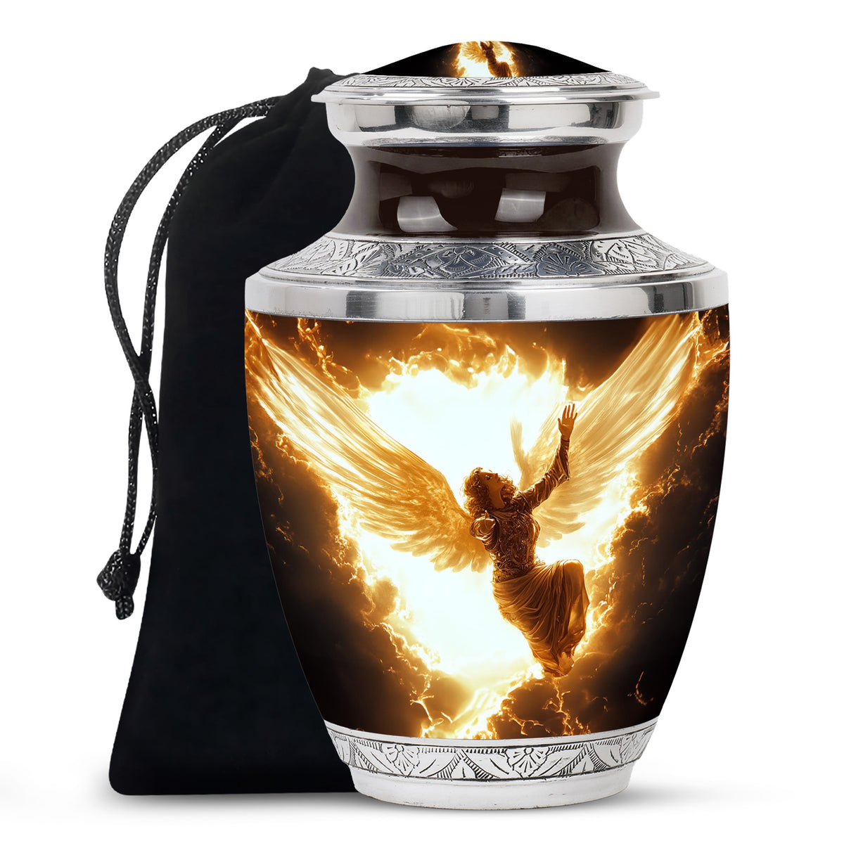 Elegant Angel Memorial Urn - Golden Lightning Funeral For Loved Ones