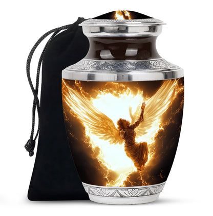 Elegant Angel Memorial Urn - Golden Lightning Funeral For Loved Ones