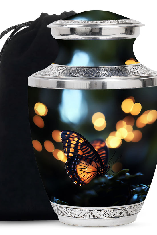 Yellow Monarch Butterfly Urn For Ashes - Large Urn For Men & Women