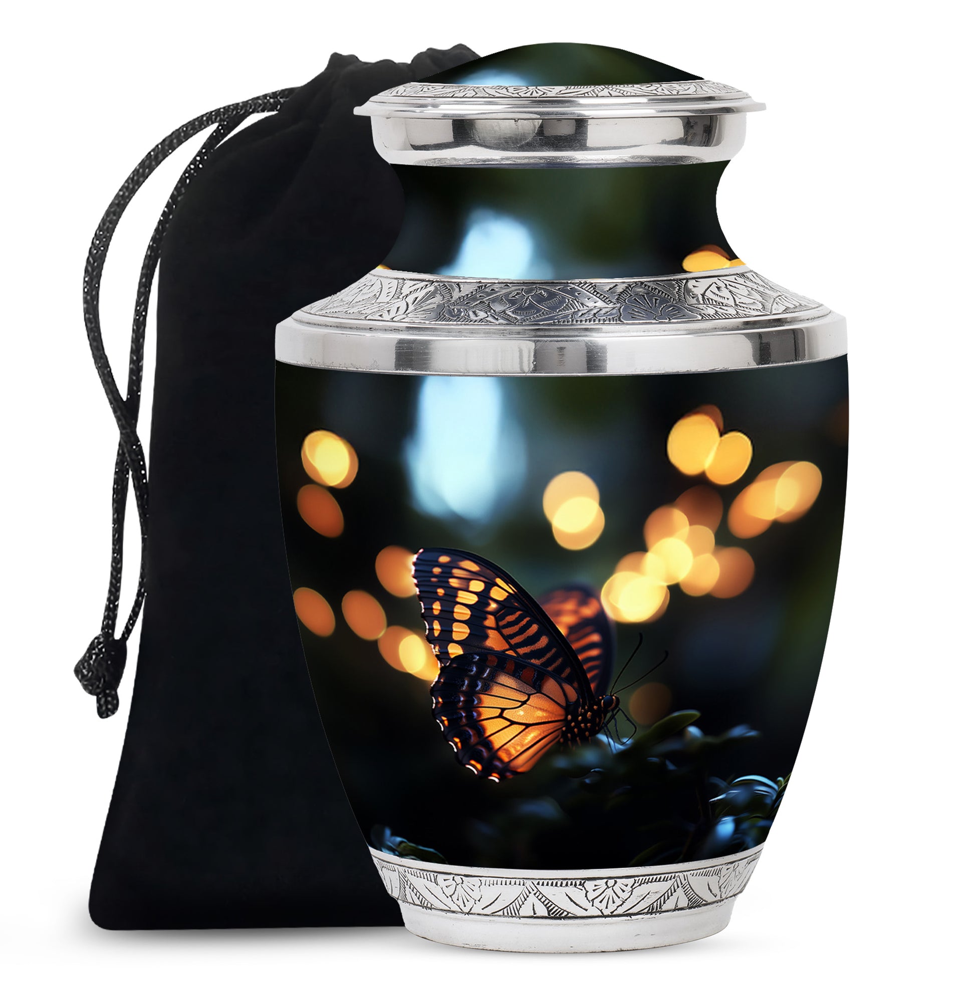 Yellow Monarch Butterfly Urn For Ashes - Large Urn For Men & Women