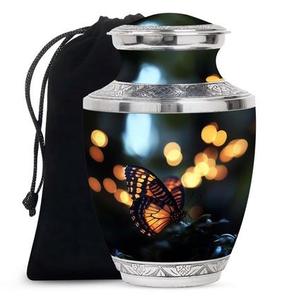 Yellow Monarch Butterfly Urn For Ashes - Large Urn For Men & Women