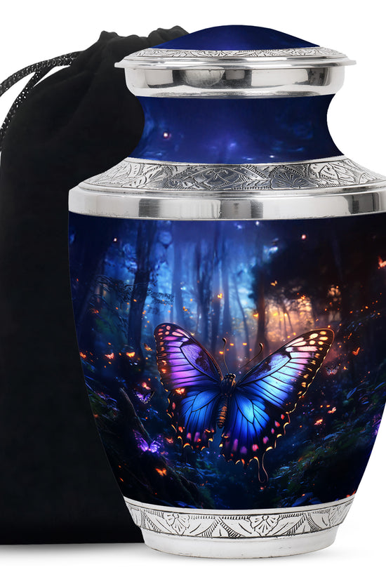 Blue Butterfly Urn For Ashes - Large Urn For Men & Women