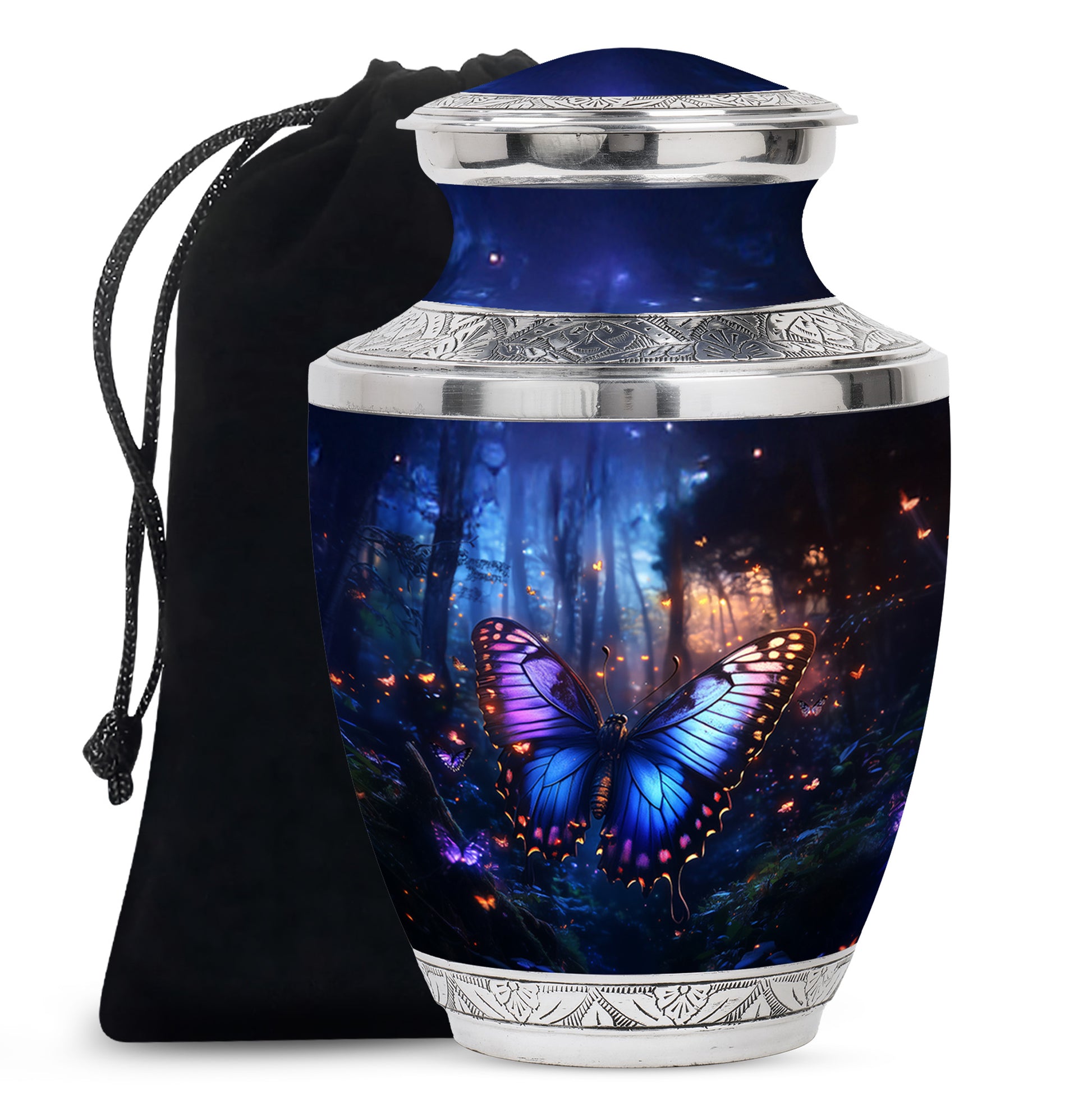 Blue Butterfly Urn For Ashes - Large Urn For Men & Women