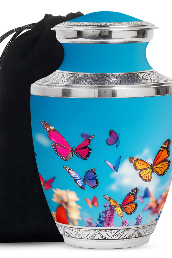 Colorful Butterflies Urns For Ashes - Large Urn For Male & Female
