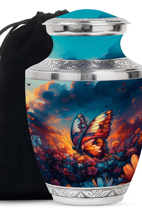 Monarch Butterfly Sunset Cremation Urn - Artistic Urns For Women